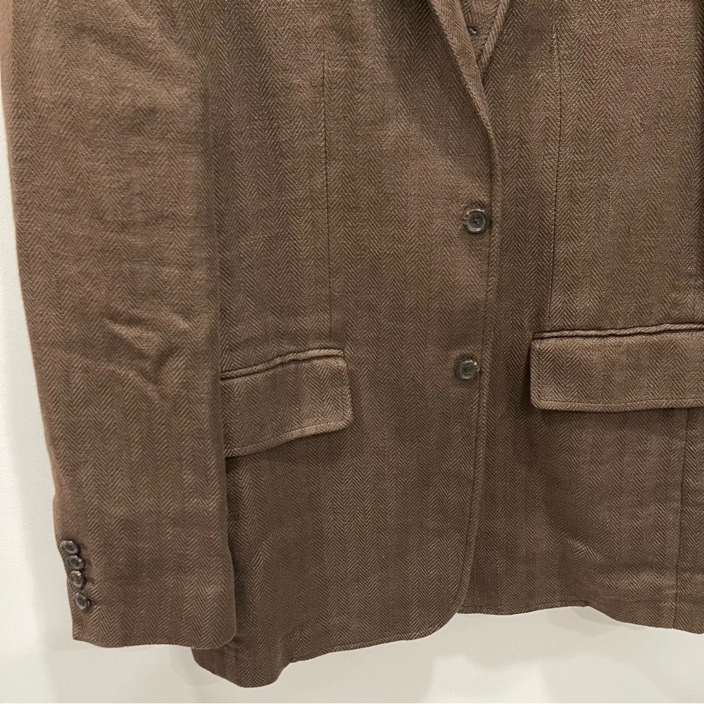 Polo Ralph Lauren Brown 2 Button Cotton Chevron Blazer Jacket Size 40 Italian